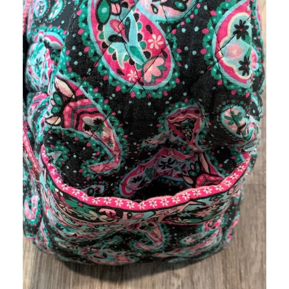 Faith Hope Love Shoulder Bag Black Paisley Floral Quilted Multi-Pocket Purse Zip - Picture 6 of 16